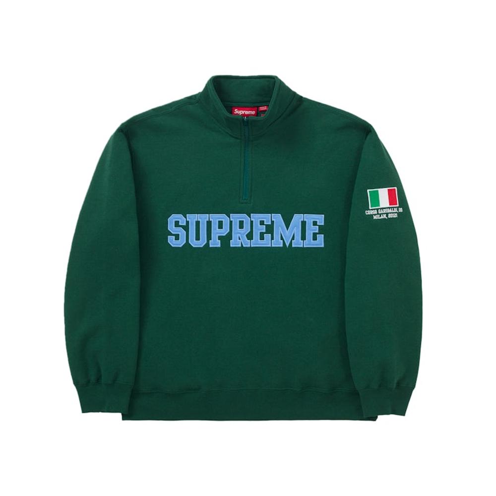 Supreme Milan Shop Flag Half Zip Pull Vert
