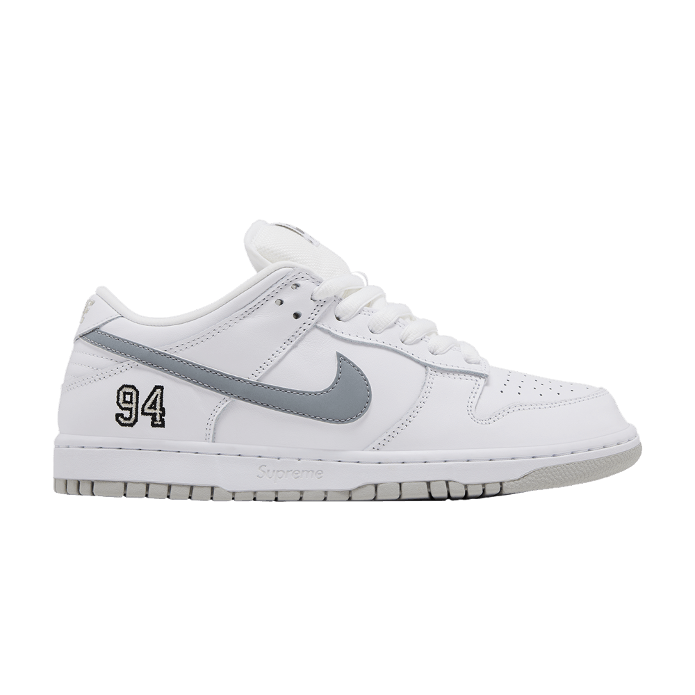 Nike SB Dunk Low Supreme 94 White Metallic Silver