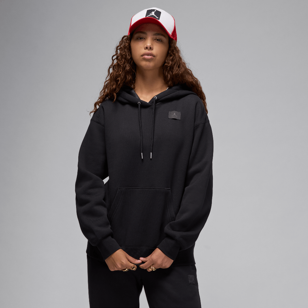 Jordan Flight Fleece Hoodie à doublure satinée pour femme Noir/Gris fumée foncé